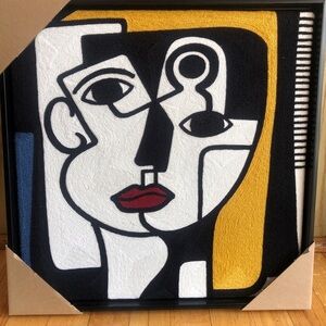 Abstract Portrait Wall Art in Black, White & Gold by